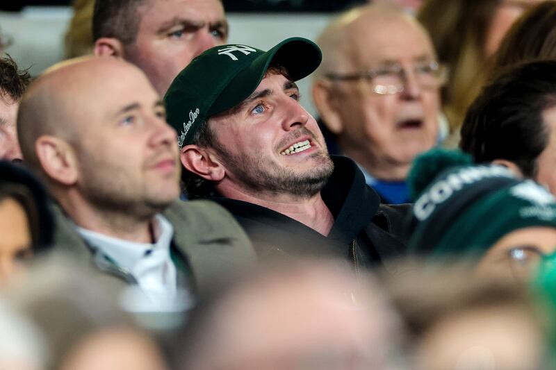 Actor Paul Mescal watches on at the Aviva Stadium. Photograph: Billy Stickland/Inpho