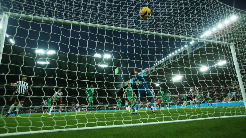 Watford goalkeeper  Ben Foster is beaten by the shot of Ayoze Perez of Newcastle United during the  Premier League match at St James’ Park. Photograph: Ian MacNicol/Getty Images