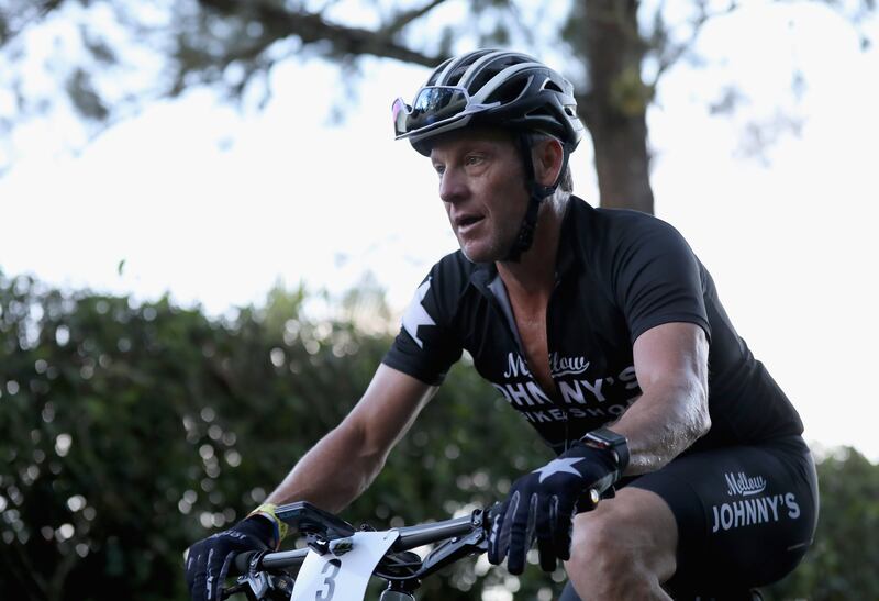 Lance Armstrong: the disgraced former champion somehow remains a hero to the current crop of amnesiac cyclists. Photograph:  Ezra Shaw/Getty Images 