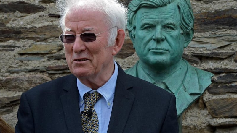 Seamus Heaney speaking following the unveiling of a bust of John F Kennedy at the opening of the Kennedy homestead and visitor centre at New Ross. Photograph: Eric Luke