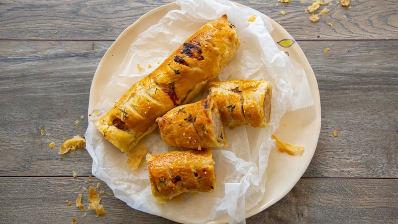 Cheesy pork and apple rolls. Photograph: Patrick Browne