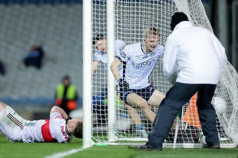 Allianz Football League Division 1, Croke Park, Dublin 25/1/2025
Dublin vs Mayo
Dublin's Kevin Lahiff celebrates scoring a goal
Mandatory Credit ©INPHO/Laszlo Geczo