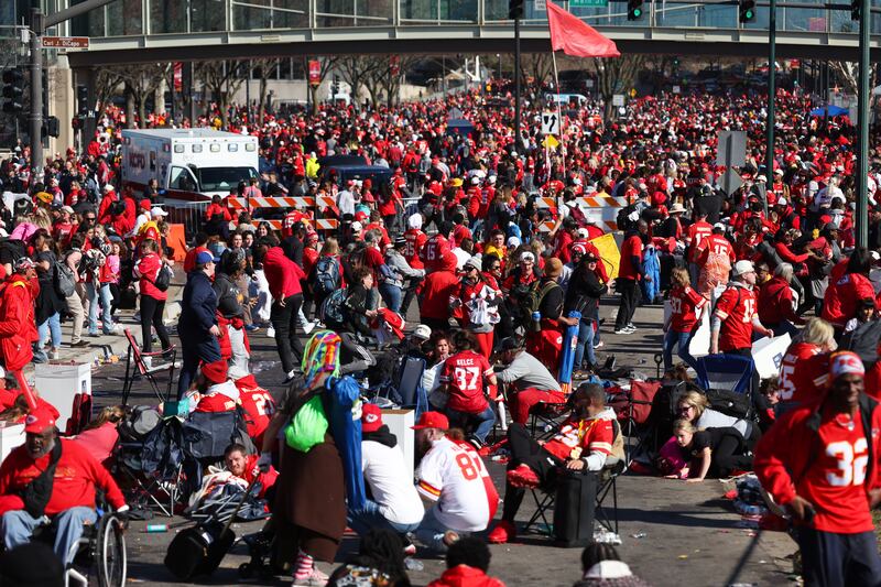 People take cover during shooting. Photograph: Jamie Squire/Getty Images