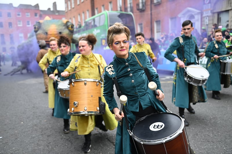 Participants take part in Dublin's St Patrick's Day parade. Photograph: Charles McQuillan/Getty Images