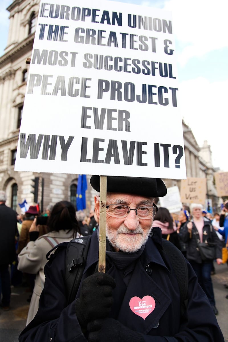 Sligo native Desmond Kennedy (90), who travelled from the Wirral to London for Saturday’s march. Photograph: Joanne O’Brien