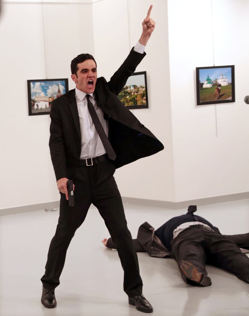 World Press Photo of the year: photographer Burhan Ozbilici captured the assassination of Andrey Karlov, Russian ambassador to Turkey, at an art exhibition in Ankara, Turkey, in December 2016.