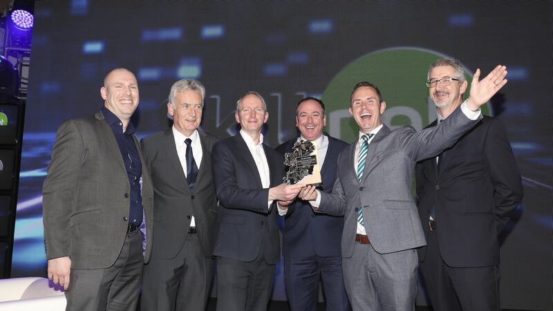 The team from Limerick-based Electricity Exchange receiving the Sustainability Innovation award from Skillnet Ireland’s executive director Dave Flynn