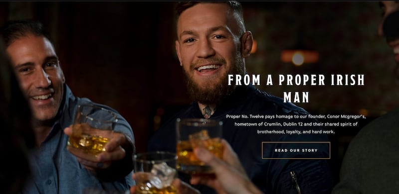 How the Proper No. Twelve whiskey brand established by mixed martial arts fighter Conor McGregor was promoted by Mexican-owned Proximo Spirits on the whiskey's website