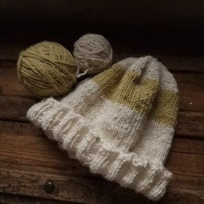 A hat knitted in soft Cladóir wool by Susan Wilde