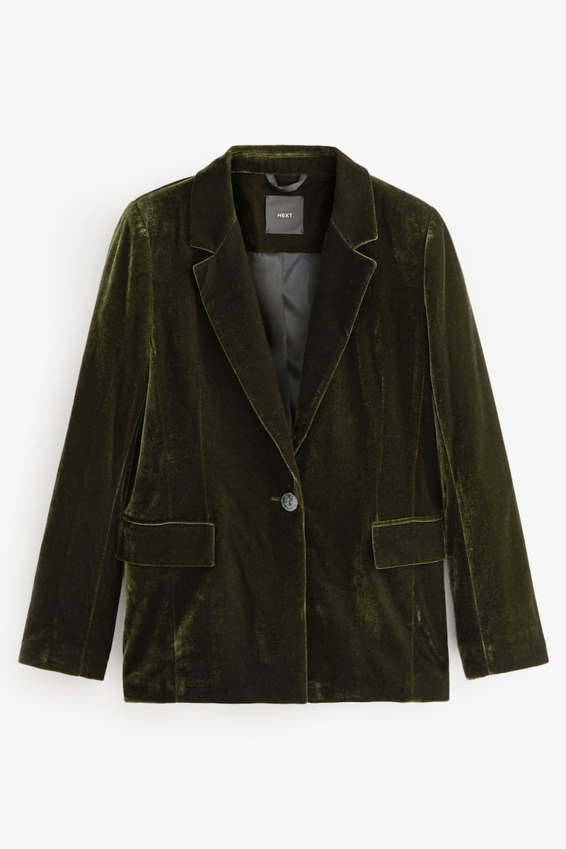 Dark green tailored velvet blazer, €86, Next