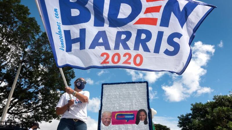 Supporters of Democratic presidential candidate Joe Biden in Miami, Florida. Photograph: Cristobal Herrera-Ulashkevich/ EPA