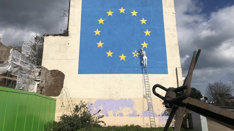 Banksy’s Brexit mural in Dover. Photograph: Patrick Freyne