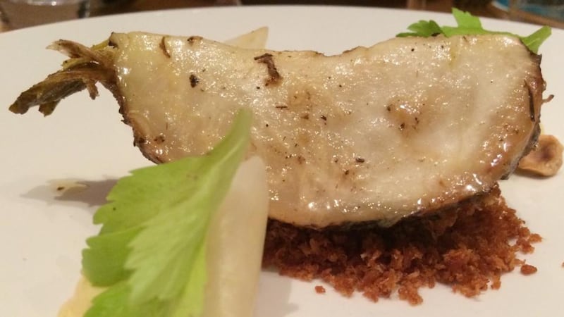 The celeriac, hay and hazelnut dish which won Moriarty the title of S Pellegrino Young Chef of the Year.