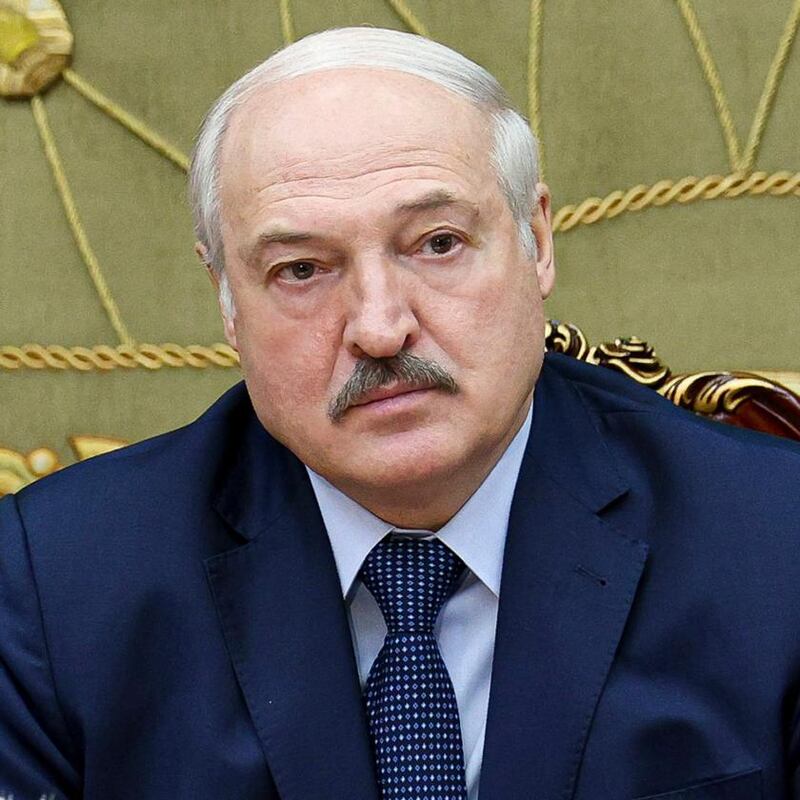 Poland and its allies accuse Belarus president Alexander Lukashenko (inset) of ‘hybrid warfare. Photograph:  Nikolay Petrov/BelTA Pool Photo/AP