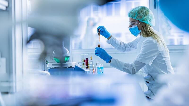 In some sectors, Irish- based employers are facing competition from foreign employers looking to the Irish market in areas like biopharma. Young female chemist working with poisonous liquid in a laboratory.