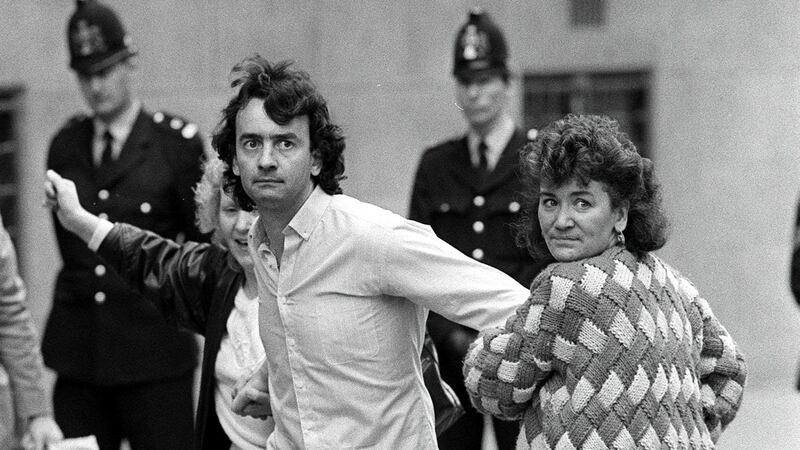 Ann McKernan with her brother Gerry Conlon, one of the Guildford Four, after his release from the Old Bailey, London, in  October 1989. Photograph: Peter Thursfield