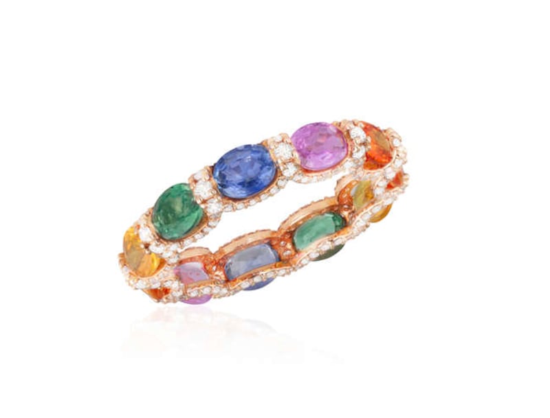 Multi-coloured sapphire and diamond eternity ring, €1,600