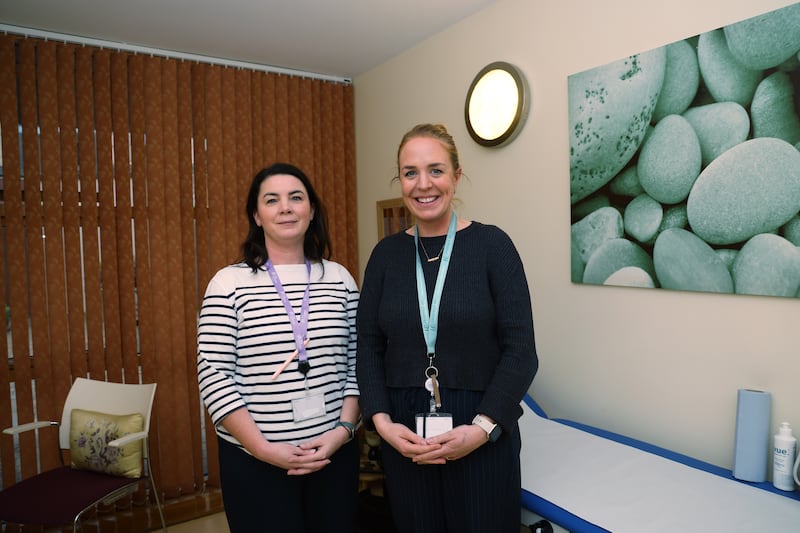 Emer Shine and senior medical social worker Eleanor Hale: 'If you’re discharging a mother and baby outside a major city, you’re somewhat reliant on the goodwill of our universal services.' Photograph: Bryan O’Brien

