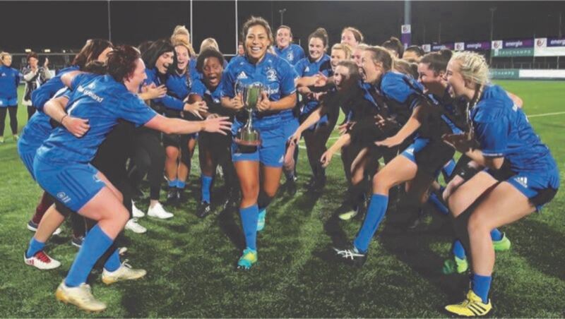 Leinster Women’s team win 2018 interprovincial title. Photograph: Sportsfile