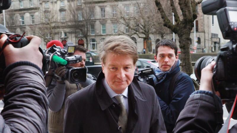 Solicitor Brian O Donnell (centre) is seen arriving at the Four Courts on Thursday for a High Court hearing. Photograph: Collins