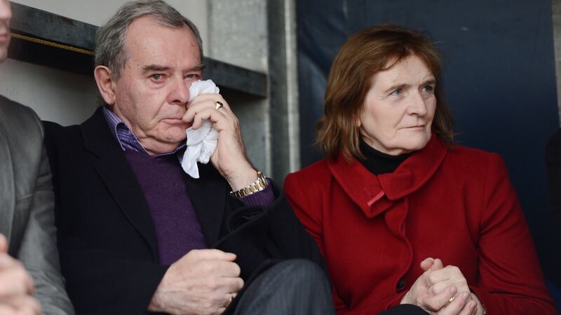 Sean Quinn with his wife Patricia at a rally in Co Cavan. Photograph: Alan Betson