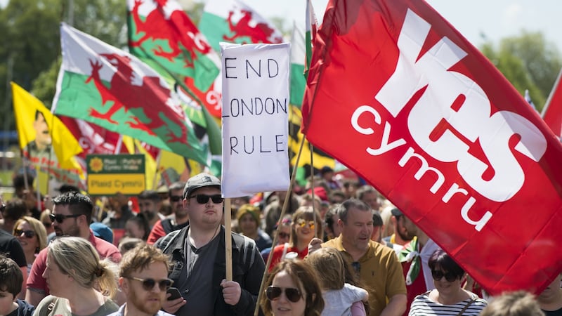 Thousands take part in the  march for Welsh independence in Cardiff on May 11th, 2019. Photograph:  Matthew Horwood/Getty Images