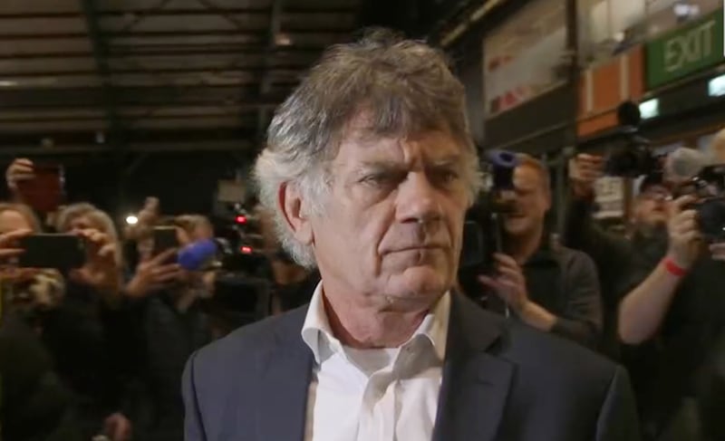 Gerry 'the Monk' Hutch arriving at the RDS count centre on Sunday. Photograph: Enda O'Dowd