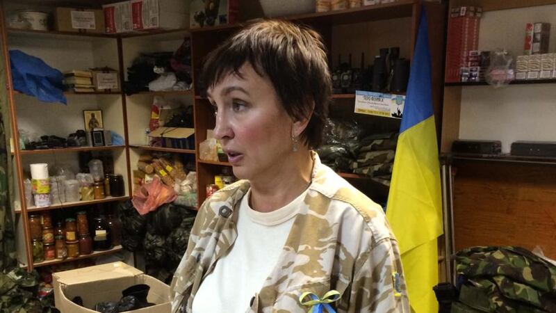 Galina Odnorog, a volunteer with New Mariupol, which is helping to organise the city’s defence.  Photograph  Dan McLaughlin