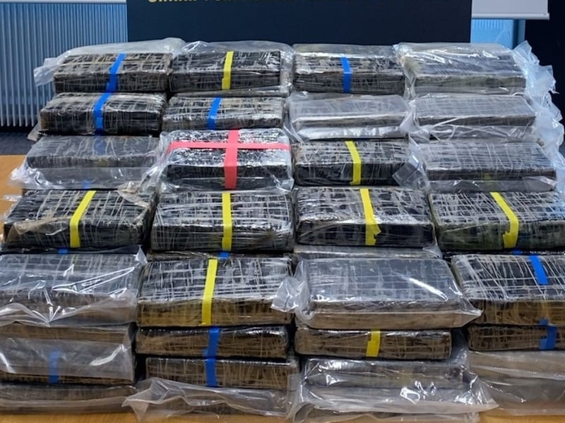 Gardaí seized cocaine valued at more than €10 million when they stopped a truck on the M9 in Co Kilkenny. Photograph: Garda Press Office