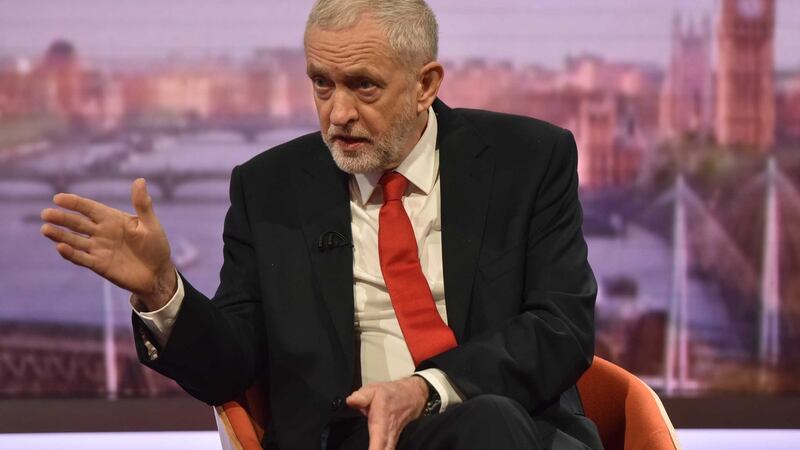 Labour leader Jeremy Corbyn appearing on the BBC1 current affairs programme, The Andrew Marr Show. Photograph: BBC/PA