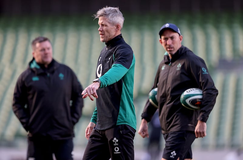 Interim Head Coach Simon Easterby at the Ireland Rugby Captain's Run in the Aviva Stadium. Photograph: Dan Sheridan/Inpho