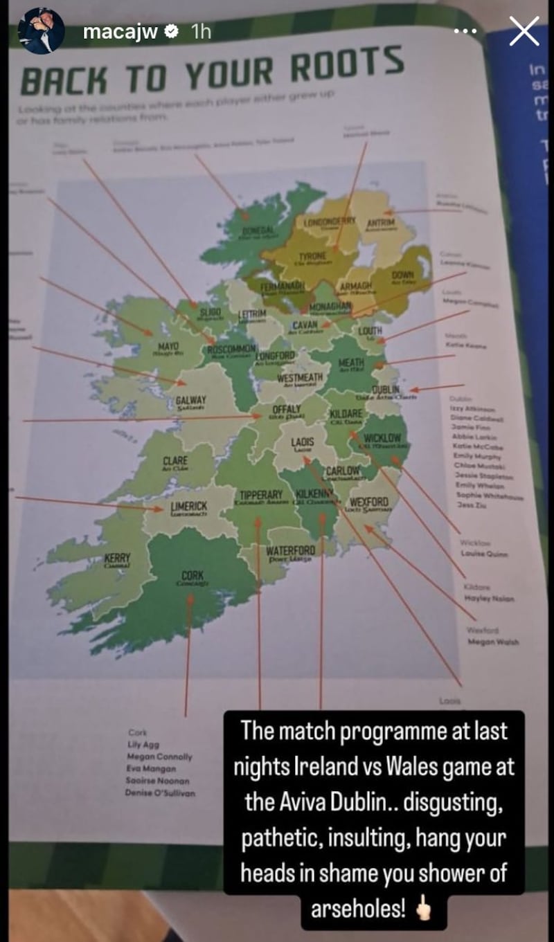 An Instagram story by James McClean about the programme