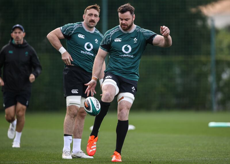 James Ryan during Ireland squad training in Portugal. Photograph: Ben Brady/Inpho 