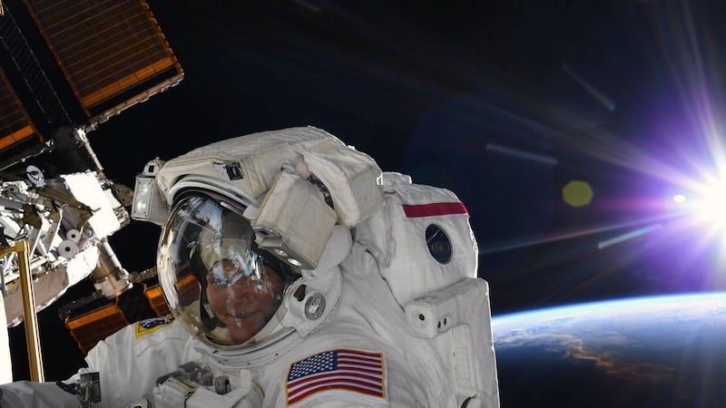 A photo provided by NASA shows astronaut Anne McClain during a spacewalk at the International Space Station on March 22nd, 2019. Photograph: Nasa/The New York Times