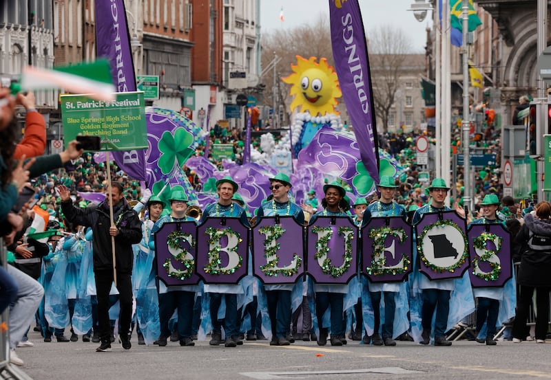 The St Patrick's Day parade makes its way through the main streets of Dublin. Photograph: Alan Betson