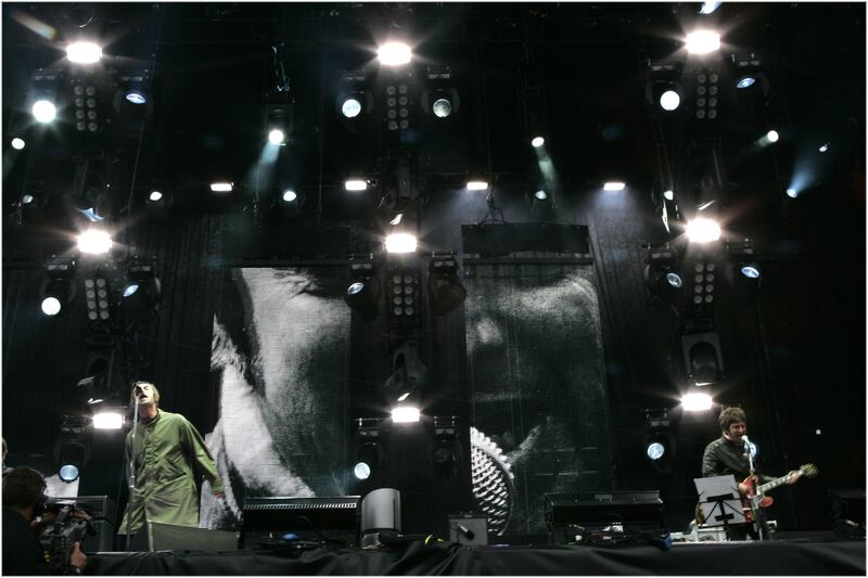 Slane Castle: Oasis on stage in 2009. Photograph: Dara Mac Dónaill