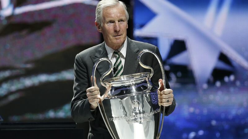 Former Celtic captain Billy McNeill  with the Champions League trophy during the  Champions League group stage draw  in Monaco in 2013. Photograph: Valery Hache/AFP/Getty