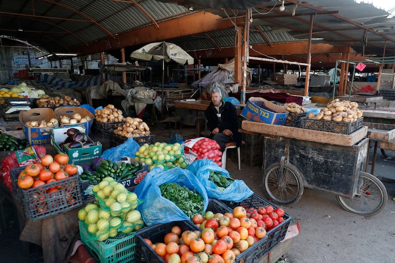 A vendor waiting for customers in Jenin as Palestinians prepared for the Muslim holy month of Ramadan. Photograph: Alaa Bederneh/EPA-EFE