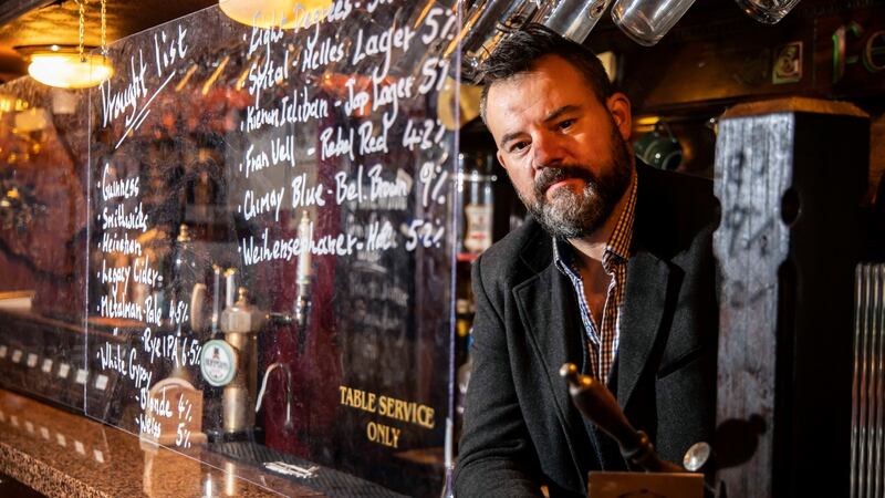 Publican Tom Ryan, owner of Philly Grimes’s pub, has been open for just four weeks since the first lockdown in March. Photograph: Patrick Browne