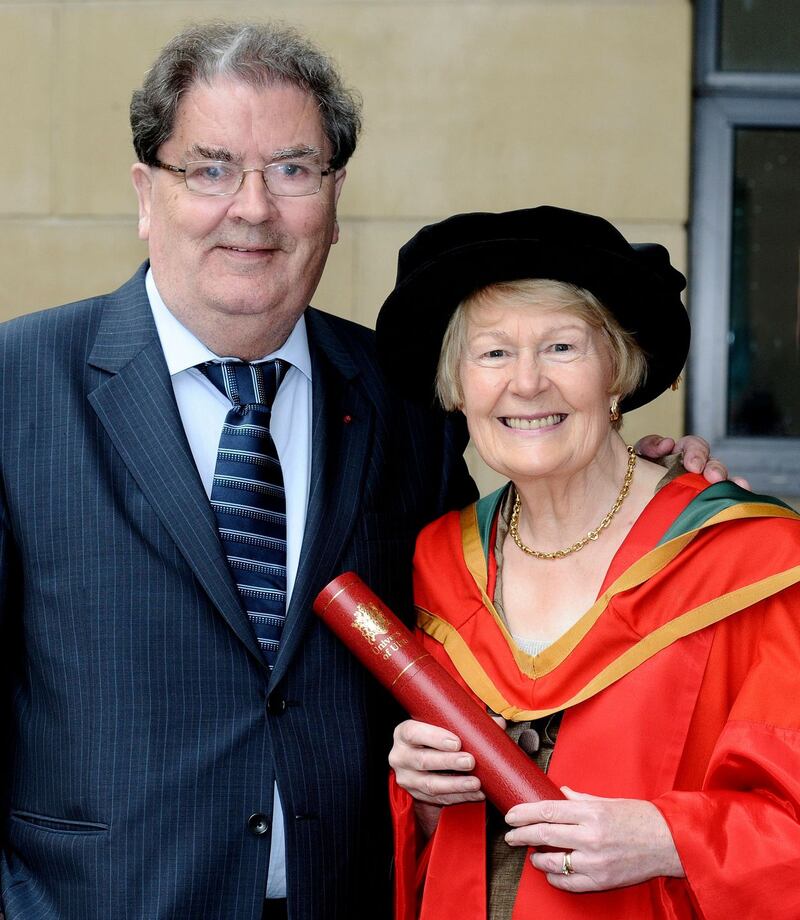 Pat Hume was awarded an honorary degree in recognition of her community work, at the University of Ulster  in Derry. Photograph: George Jackson