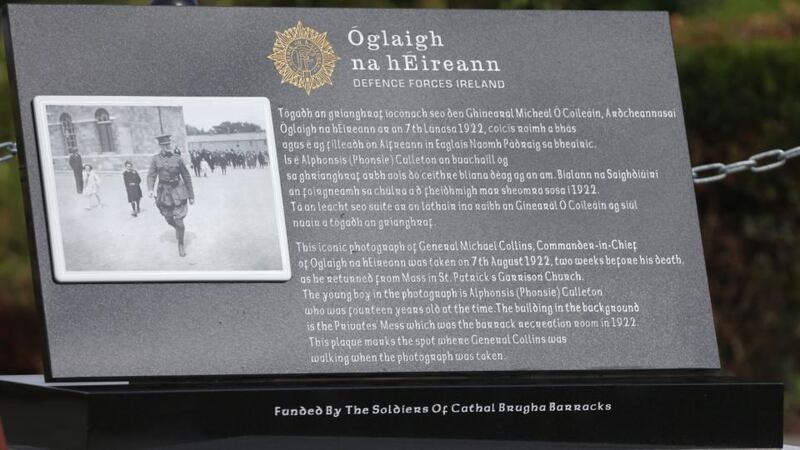 The General Michael Collins monument unveiled on the anniversary of his death at Cathal Brugha Barracks in Dublin. Photograph: Niall Carson/PA Wire