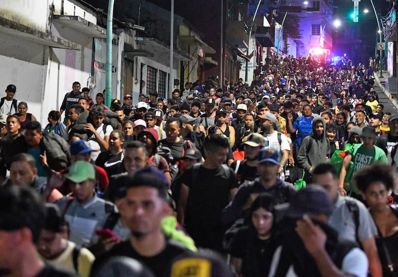 Migrants from a caravan in Tapachula, Chiapas state, Mexico, heading to the US border on January 20th. Photograph: Isaac Guzman/AFP via Getty Images