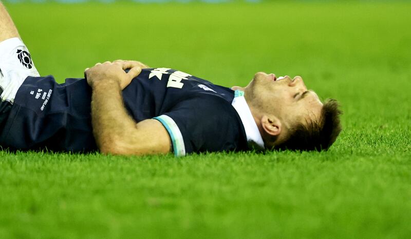 Scotland's Ben White dejected after the match against Ireland. Photograph: Dan Sheridan/Inpho
