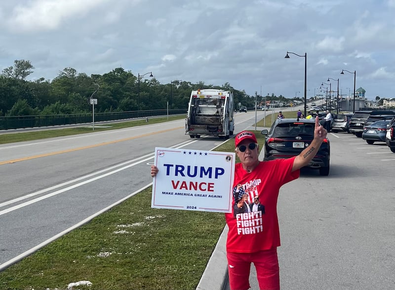 Rich, from Delray Beach, Florida, came to Mar-a-Lago on Monday to show his support for Republican presidential candidate Donald Trump