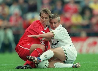 Liverpool's Jason McAteer and Stephen McPhail of Leeds United in 1998.