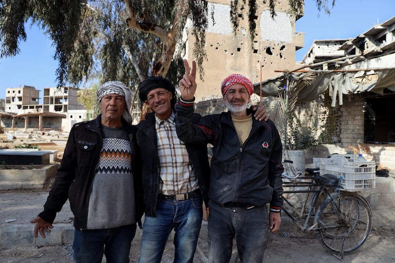 The gravediggers of Yarmouk: Abu Kifara Tameem (57), Abdullah Ghanaim (71) and Abu Ahmad (61), stayed in Yarmouk throughout the war. 