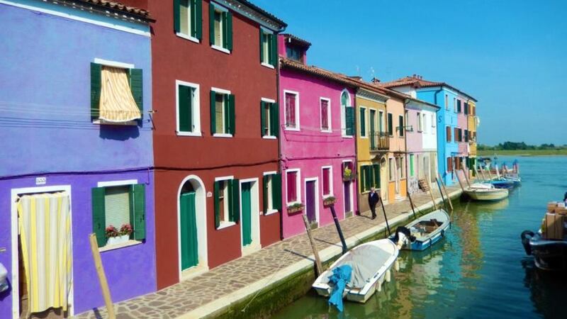 The island of Burano off the coast of Venice