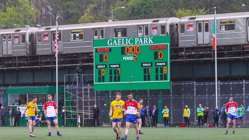 New York in action against Roscommon during the Connacht championship at Gaelic Park in 2016. Photograph: Ed Mulholland/Inpho