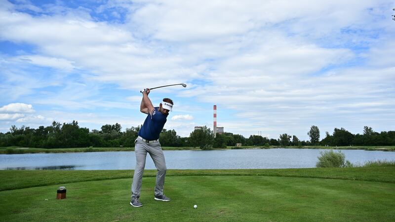 Joost Luiten of the Netherlands tees off on the 10th hole during the first round of the Austrian Open at Diamond Country Club  in Atzenbrugg. Photograph: Stuart Franklin/Getty Images