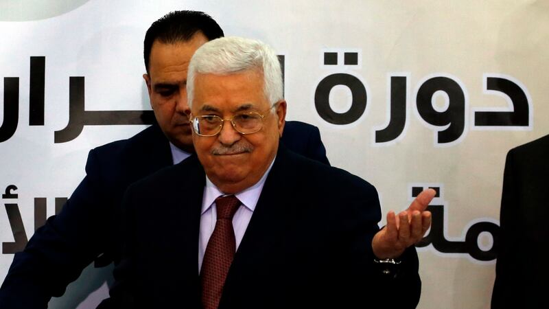 Palestinian Authority president Mahmud Abbas attends a meeting with the Revolutionary Council of the ruling Fatah party in the West Bank city of Ramallah on October 12th. Photograph:  Abbas Momani/AFP/Getty Images